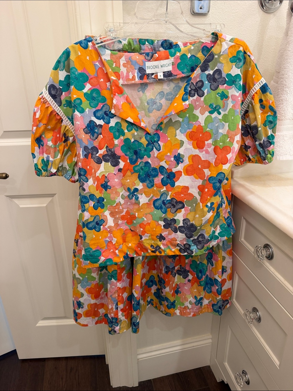 Brooke Wright Floral V-Neck Top and midi skirt